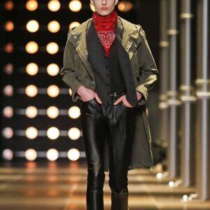 Saint Laurent SS/14 Khaki Gabardine Fishtail Military Parka